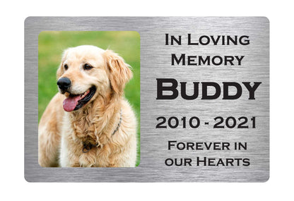 Custom Pet Memorial Plaque with Photo - Personalized Grave Marker in Brushed Aluminum for Outdoor Use