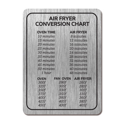 Air Fryer Conversion Chart - Metal Sign - Cooking Times Temp Oven Kitchen - Fahrenheit