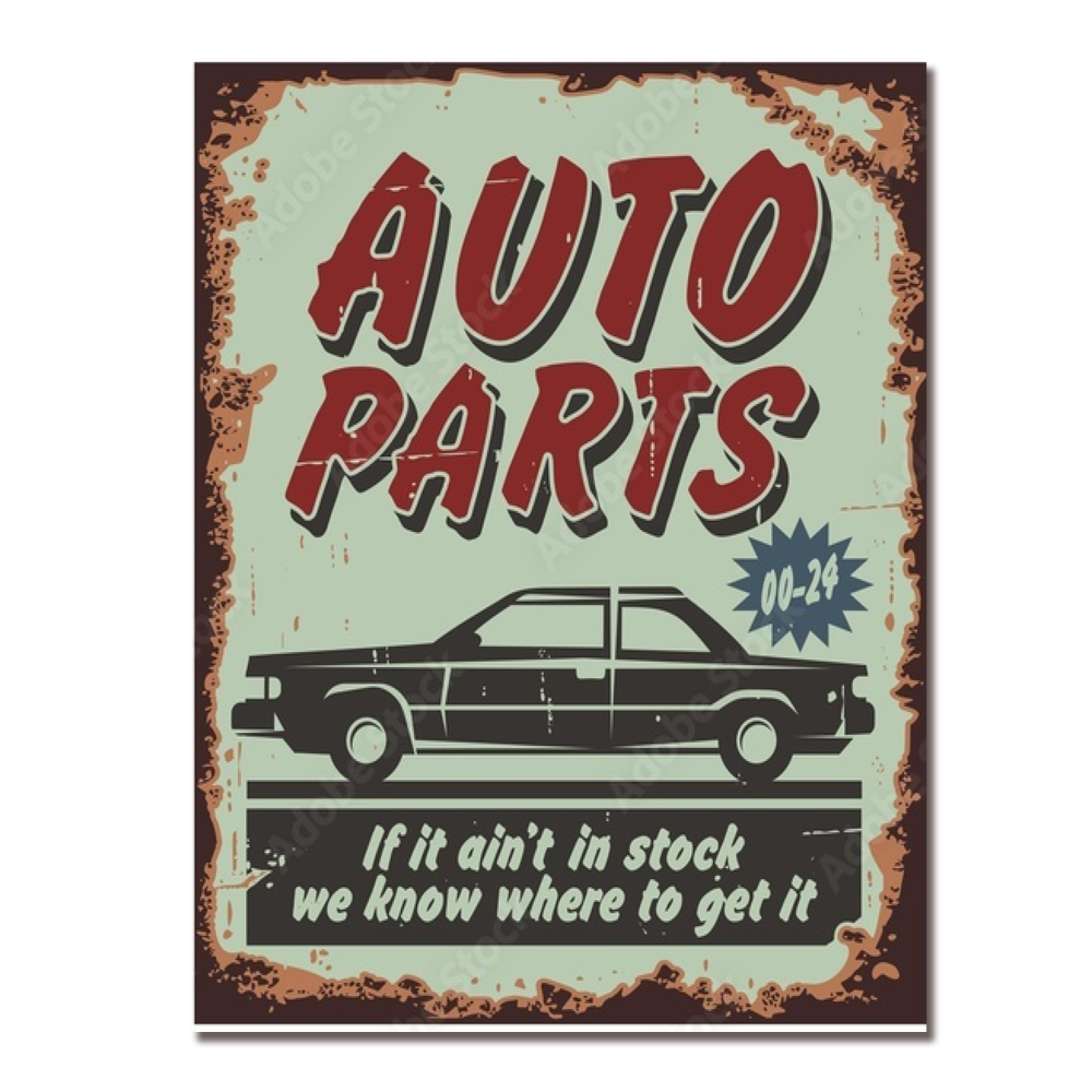 Auto Parts In Stock - Retro Sign - Metal Novelty Funny Sign