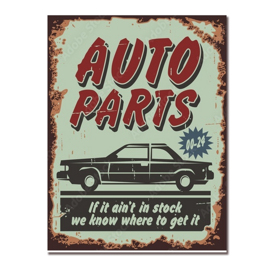 Auto Parts In Stock - Retro Sign - Metal Novelty Funny Sign