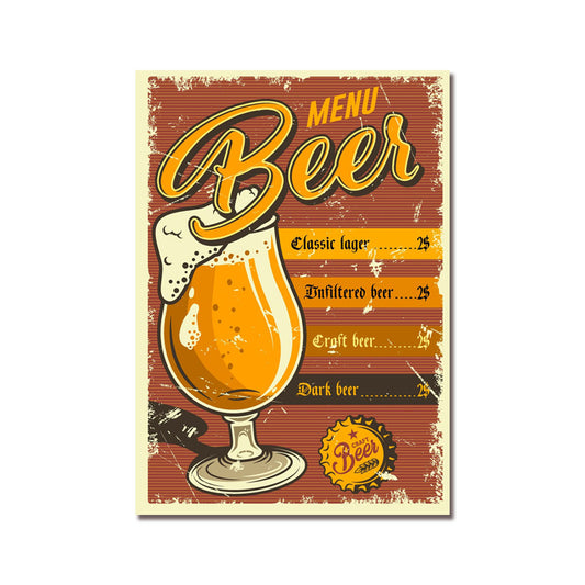 Beer Menu - Retro Sign - Metal Novelty Funny Sign