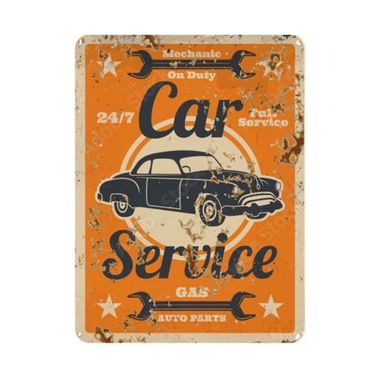 Car Mechanic On Duty - Retro Sign - Metal Novelty Funny Sign