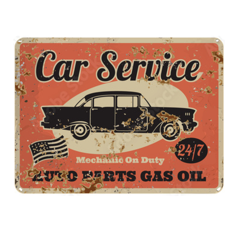 Car Service Gas Oil - Retro Sign - Metal Novelty Funny Sign