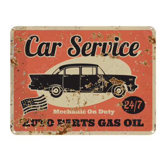 Car Service Gas Oil - Retro Sign - Metal Novelty Funny Sign