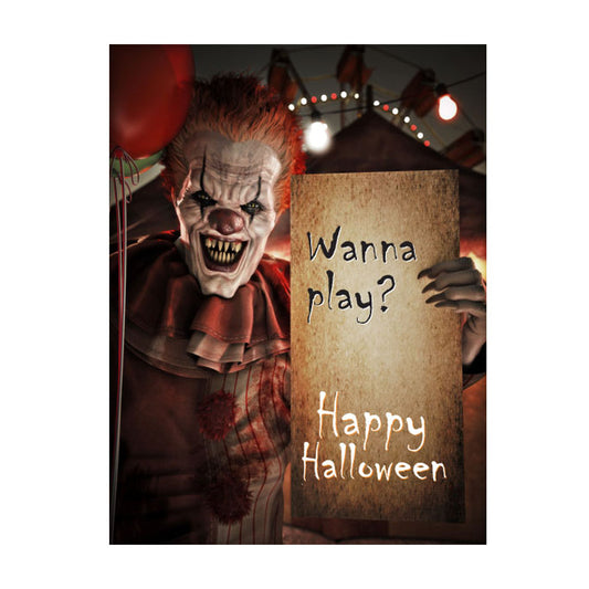 Creepy Clown Happy Halloween Sign - Aluminium - Spooky Plaque