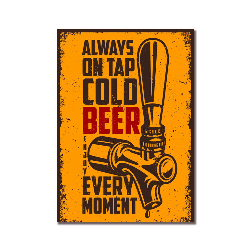 Cold Beer On Tap - Retro Sign - Metal Novelty Funny Sign