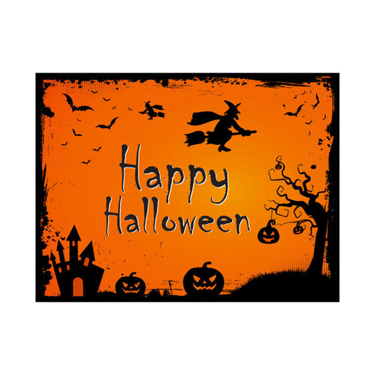 Happy Halloween Pumpkin Scene Sign - Aluminium - Spooky Plaque