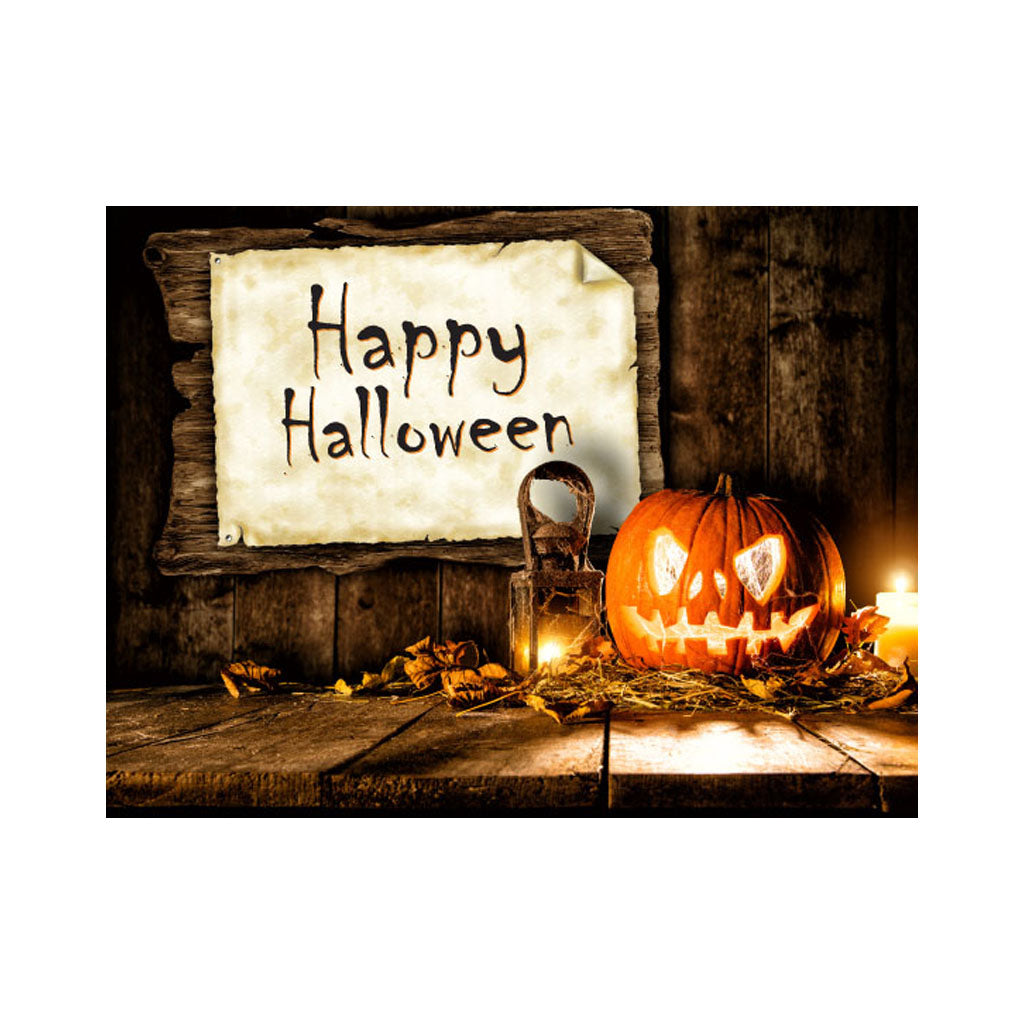 Rustic Pumpkin Scene Happy Halloween Sign - Aluminium - Spooky Plaque