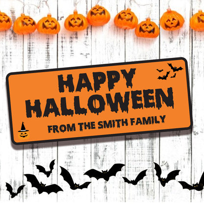 Personalised Happy Halloween Family Sign - Aluminium - Spooky Plaque