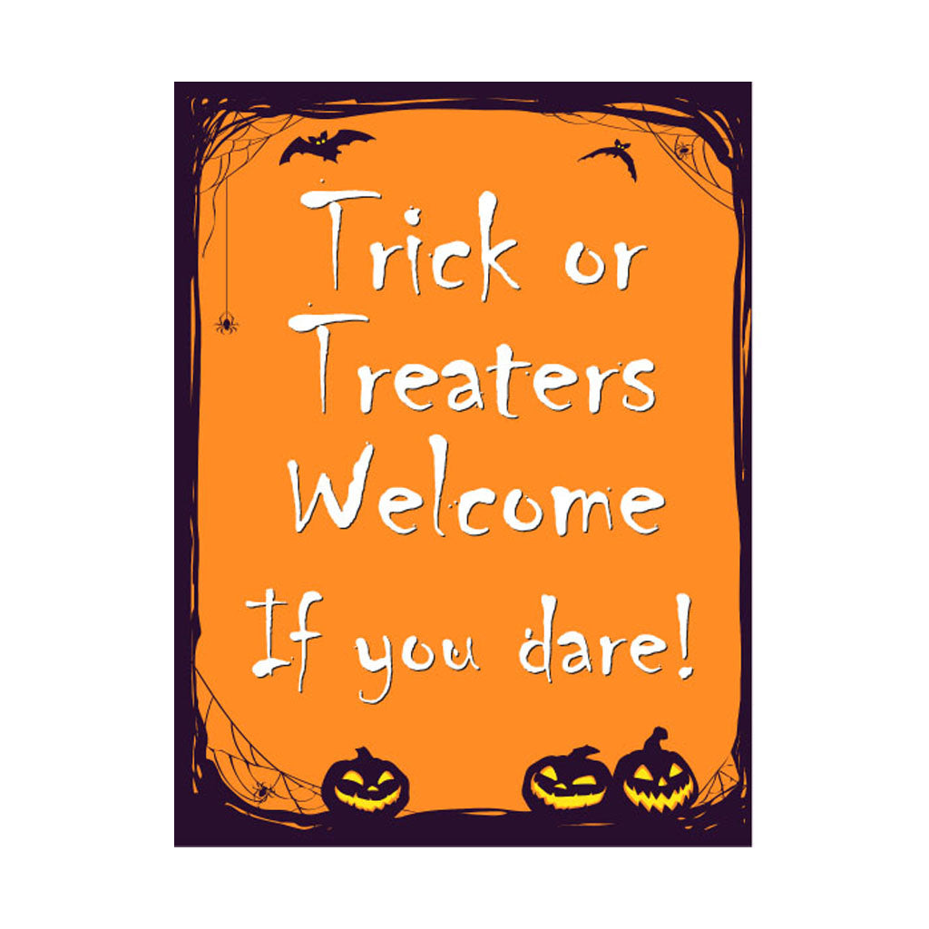 Trick or Treaters Welcome Happy Halloween Sign - Aluminium - Spooky Plaque