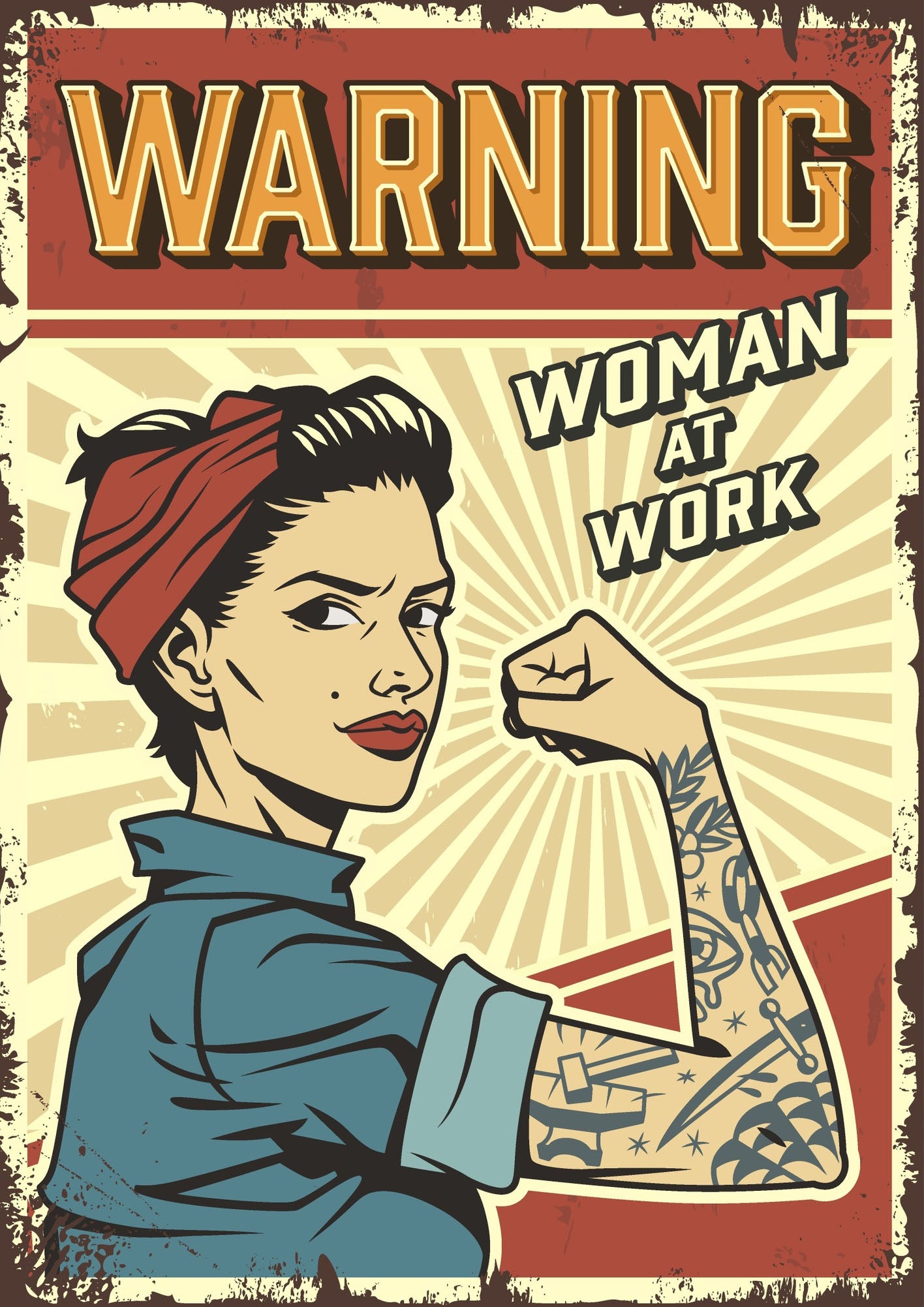 Women at Work - Retro Sign - Metal Novelty Funny Sign