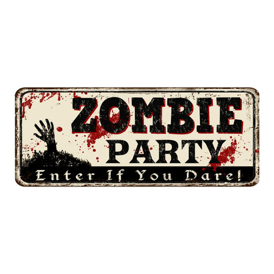 Zombie Party Halloween Sign - Aluminium - Spooky Plaque